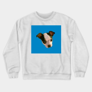 Cute Puppy Face Drawing in Blue Crewneck Sweatshirt